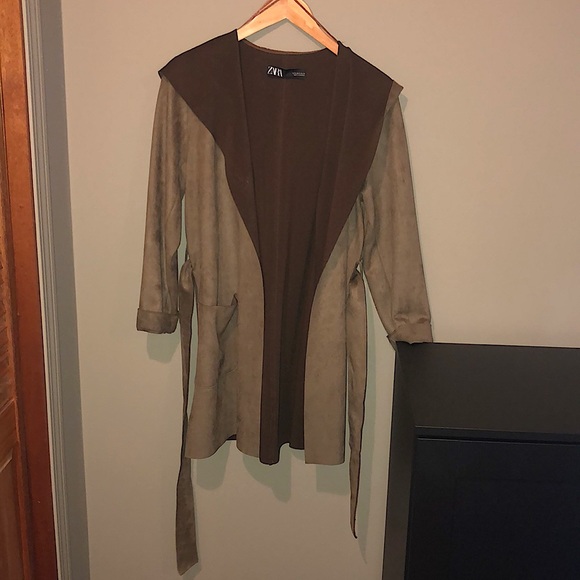 Zara hooded, “suede-like” polyester coat. - Picture 1 of 2